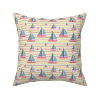 Summer Nautical Stripes & Sailboat in Pink