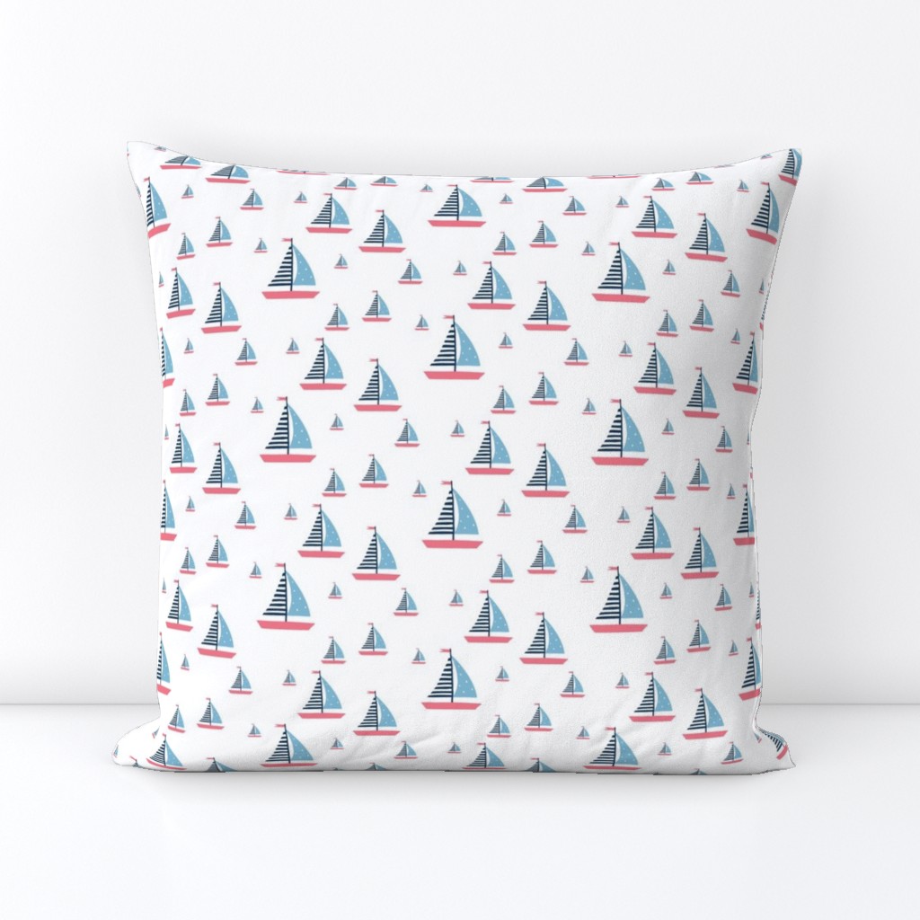 Pink and Blue Sailboats 