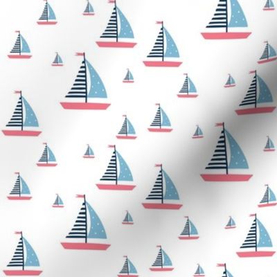 Pink and Blue Sailboats 