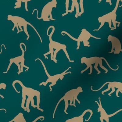 Monkeys - Tan on Jungle Green - Small