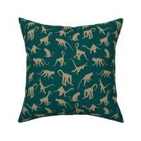 Monkeys - Tan on Jungle Green - Small