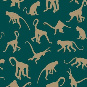 Monkeys - Tan on Jungle Green - Small