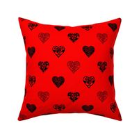 celt hearts fabric 2 red black