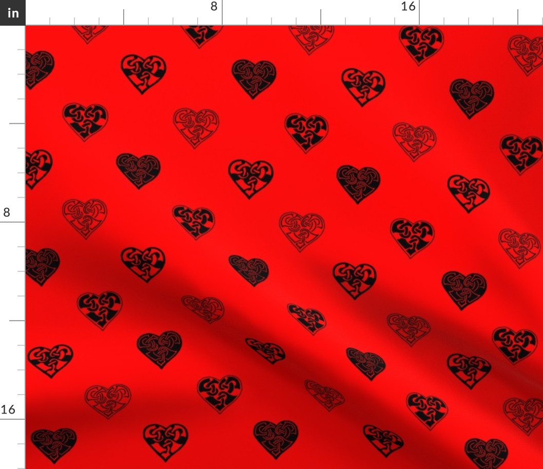 celt hearts fabric 2 red black