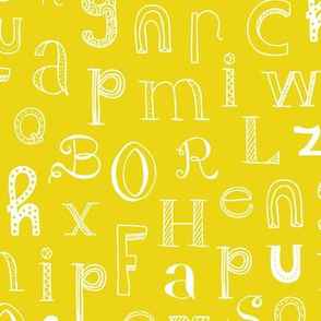 Cool kids alphabet abc design type text font fabric mustard yellow