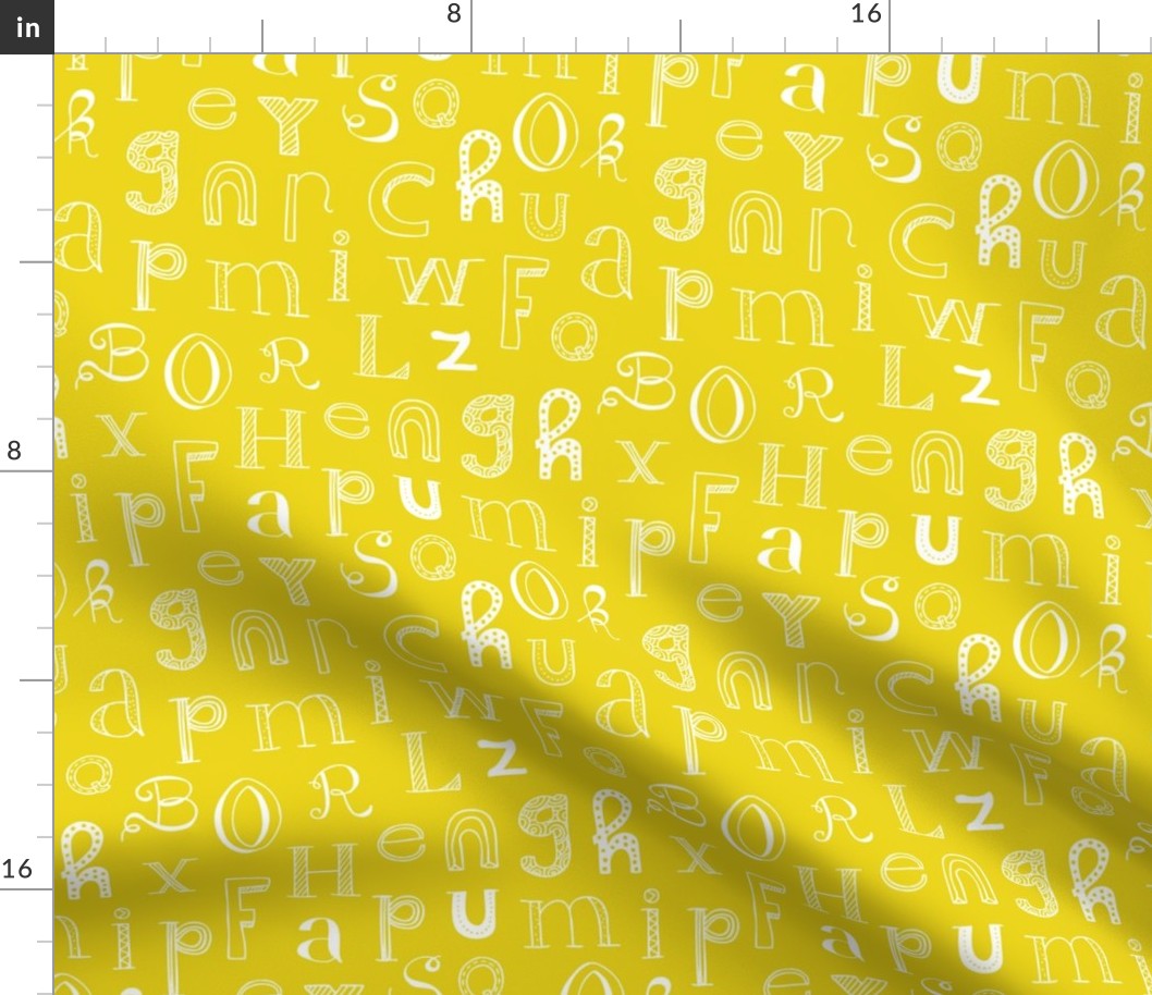 Cool kids alphabet abc design type text font fabric mustard yellow