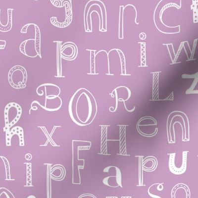 Cool kids alphabet abc design type text font fabric violet lilac