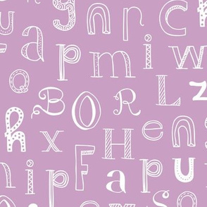 Cool kids alphabet abc design type text font fabric violet lilac