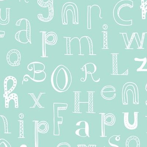 Cool kids alphabet abc back to school design type text font fabric mint