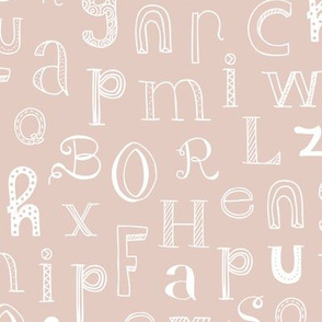 Cool kids alphabet abc back to school design type text font fabric gender neutral beige