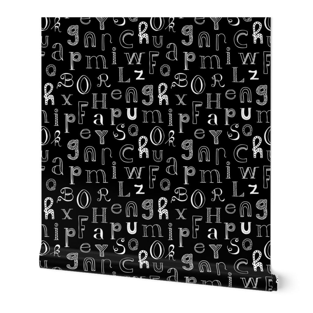 Cool kids alphabet abc back to school design type text font fabric black and white