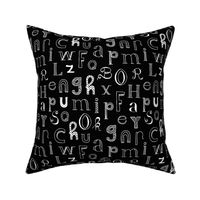 Cool kids alphabet abc back to school design type text font fabric black and white