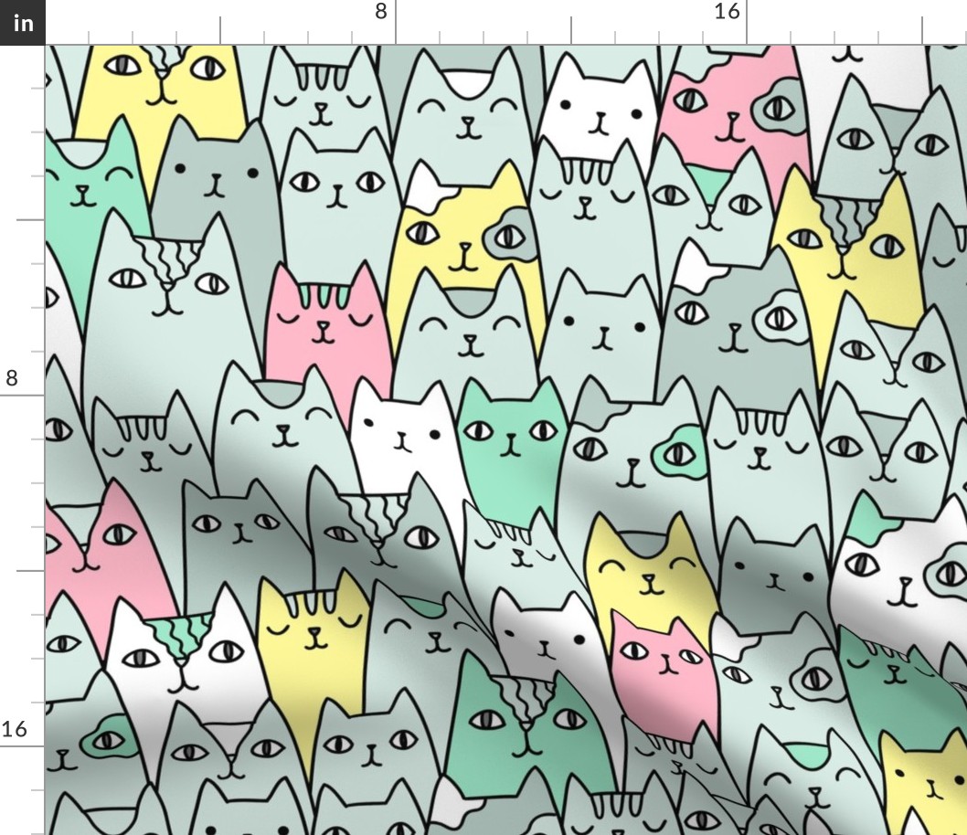 Bright cats pattern BIG scale