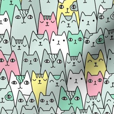 Bright cats pattern MEDIUM scale