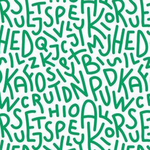 Green Letters Hand-Drawn Typography Alphabet