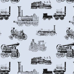 Antique Steam Engines on Steel Grey // Small 