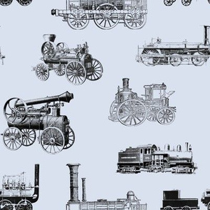 Antique Steam Engines on Steel Grey // Large (3.5")