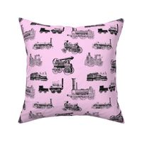 Antique Steam Engines on Light Pink // Large (3.5")