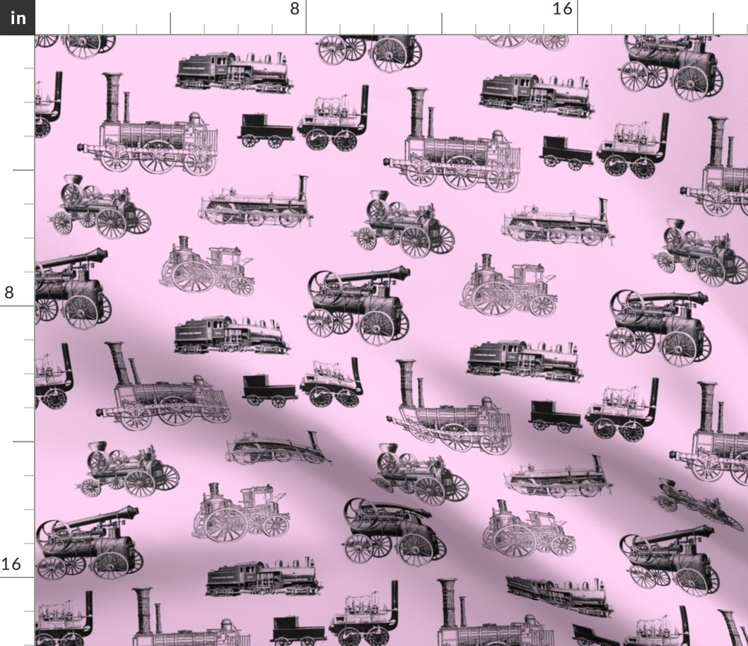 Antique Steam Engines on Light Pink // Large (3.5")