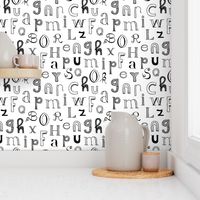 Cool kids alphabet abc back to school design type text font fabric black and white