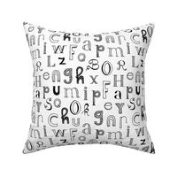 Cool kids alphabet abc back to school design type text font fabric black and white