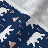 Dark night polar bears geometric winter woodland design for kids