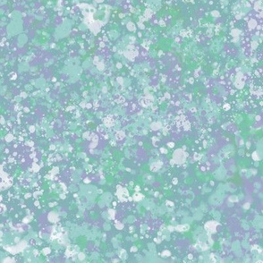 Splatter Painting in Soft Purple/Gray, Green & White