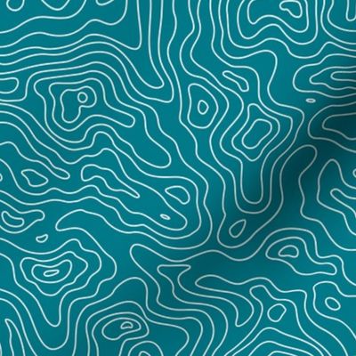 Mapping Contours, Ocean Depth Map, Map Teal and White