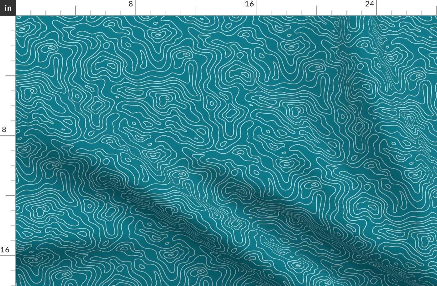 Mapping Contours, Ocean Depth Map, Map Teal and White