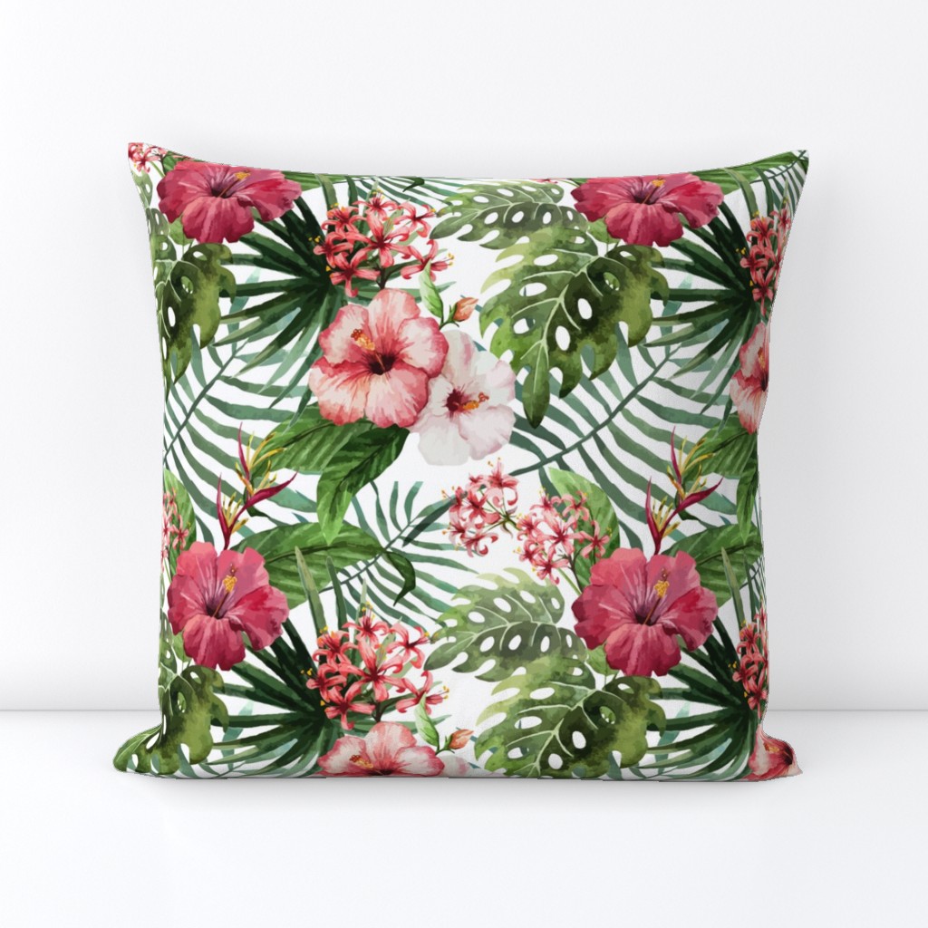 Topical Hawaii Watercolor Hibiscus Flowers Floral