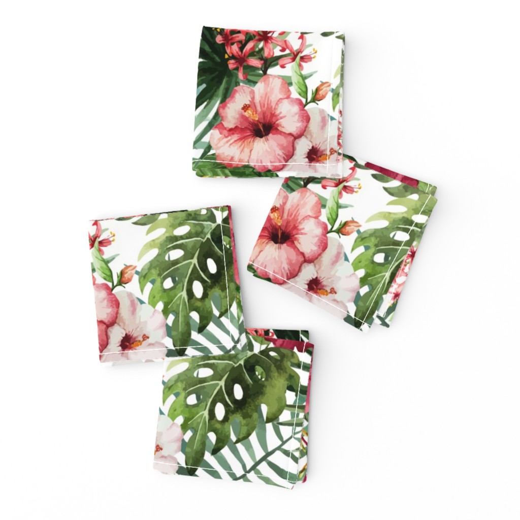 Topical Hawaii Watercolor Hibiscus Flowers Floral