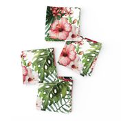 Topical Hawaii Watercolor Hibiscus Flowers Floral