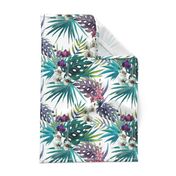 Topical Hawaii Watercolor Orchid Flowers Pineapple