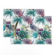 Topical Hawaii Watercolor Orchid Flowers Pineapple