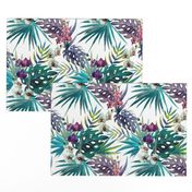 Topical Hawaii Watercolor Orchid Flowers Pineapple