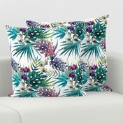 Topical Hawaii Watercolor Orchid Flowers Pineapple