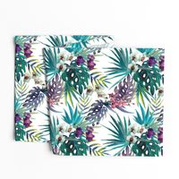 Topical Hawaii Watercolor Orchid Flowers Pineapple