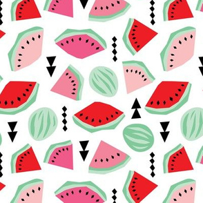 Lush summer watermelon fruit geometric water melon colorful tropical design red pink mint