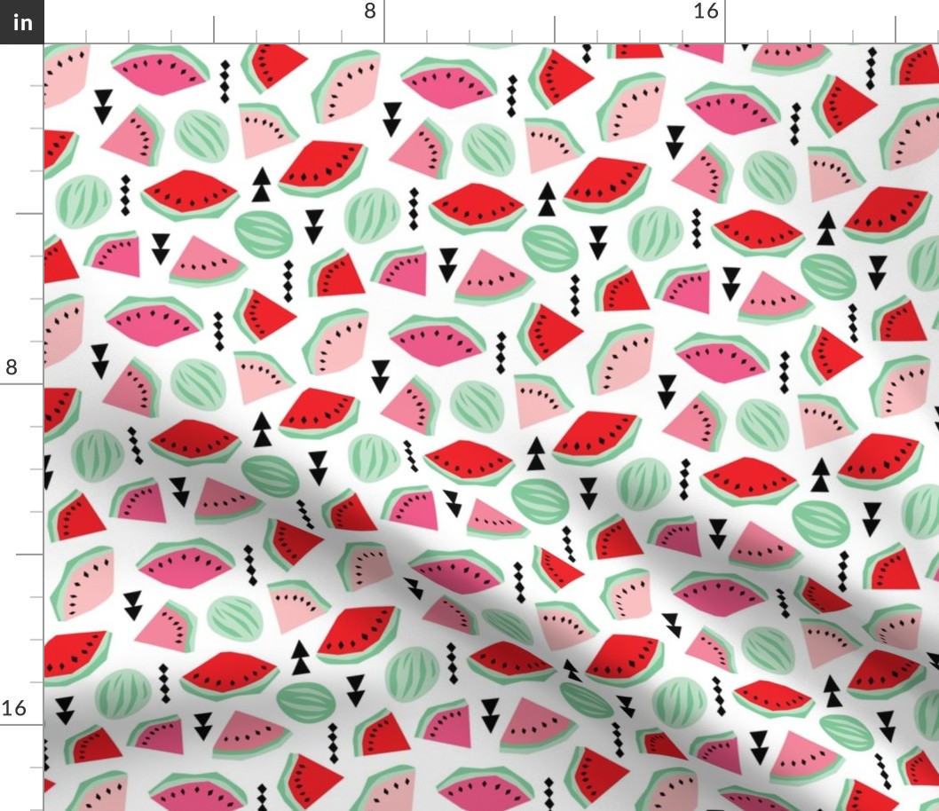 Lush summer watermelon fruit geometric water melon colorful tropical design red pink mint