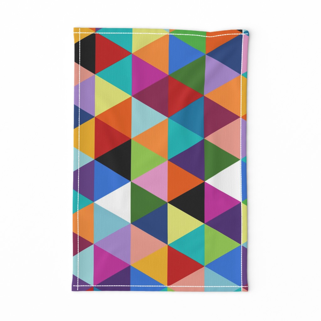 Colorful Geometric Triangle Cheater Quilt Pattern