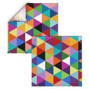 Colorful Geometric Triangle Cheater Quilt Pattern