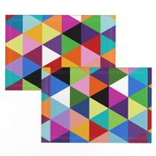 Colorful Geometric Triangle Cheater Quilt Pattern