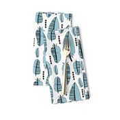 Aztec summer feathers bohemian ink black and white winter blue