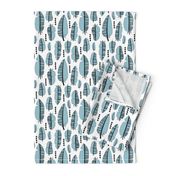 Aztec summer feathers bohemian ink black and white winter blue