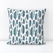 Aztec summer feathers bohemian ink black and white winter blue