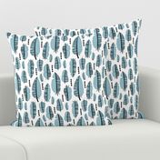 Aztec summer feathers bohemian ink black and white winter blue