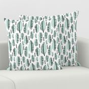 Aztec summer feathers bohemian ink black and white mint