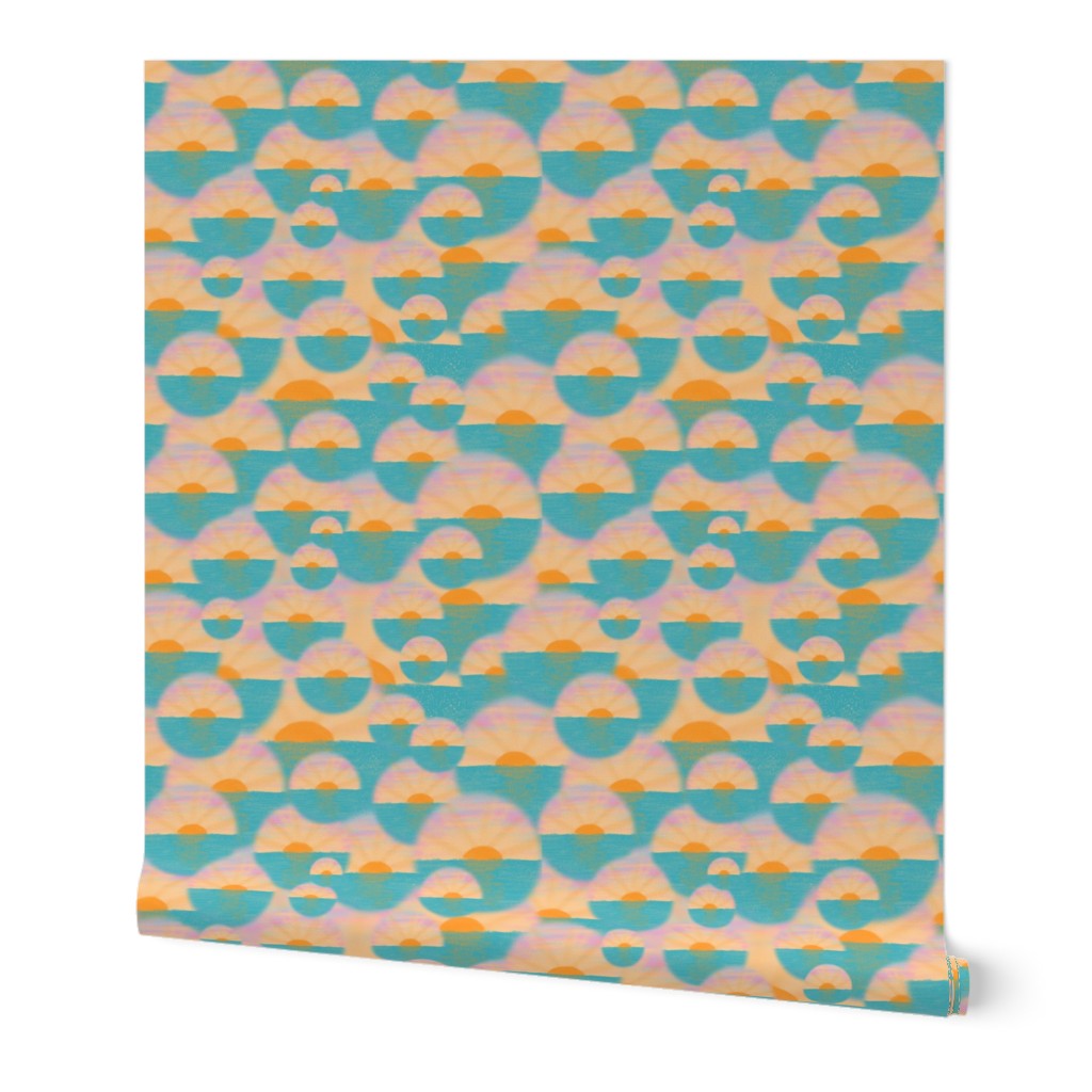  SNRS - Sunrise at the Lake - small version - Aqua, Yellow, Coral