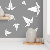Origami Peace Cranes, Grey