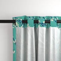 Cherry Blossoms in Aqua // Modern Japanese floral pattern by Zoe Charlotte